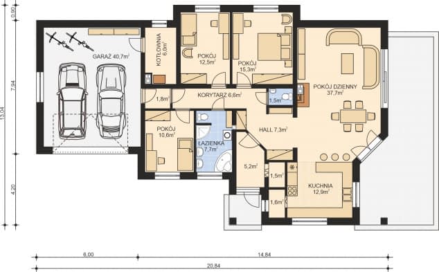 Rzut projektu APS 030 + 2G - Parter