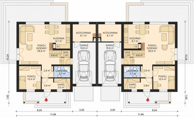 Rzut projektu APS 237 - Parter