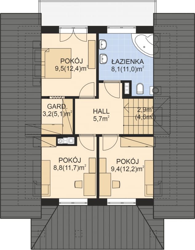 Rzut projektu APS 124 - Poddasze