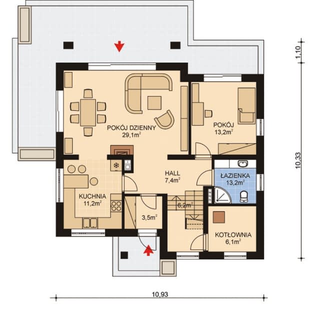 Rzut projektu APS 282 ECO - Parter