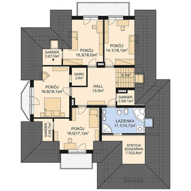 Rzut projektu APS 090 - Poddasze