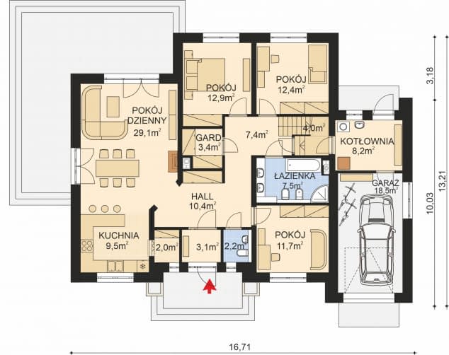 Rzut projektu APS 151 PALIWO STAŁE - Parter