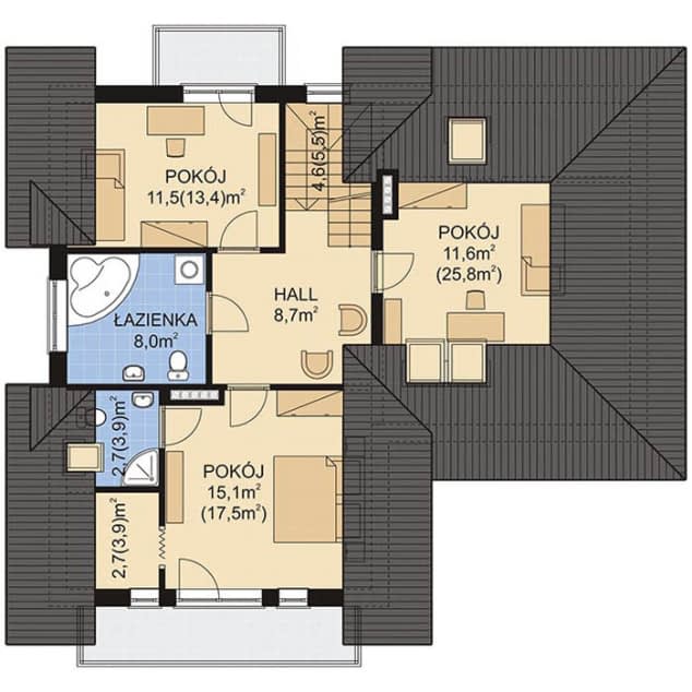Rzut projektu APS 133 - Poddasze