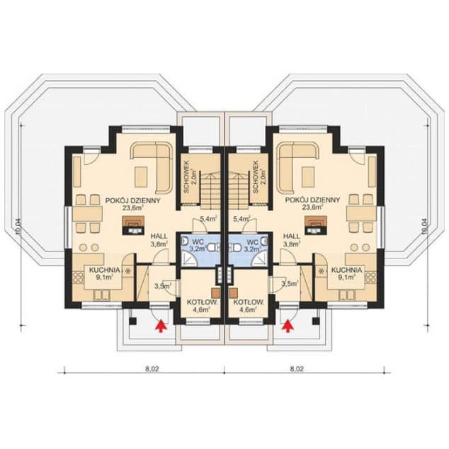 Rzut projektu APS 137 - Parter