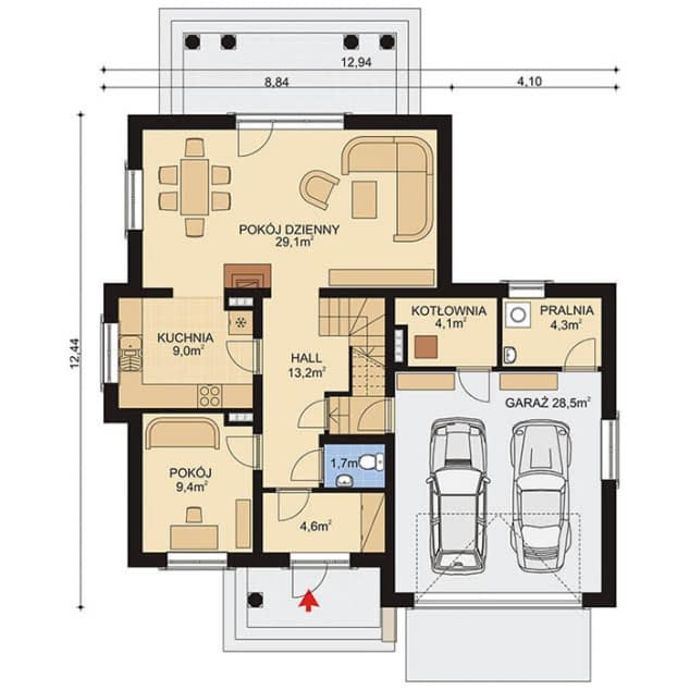 Rzut projektu APS 147 - Parter