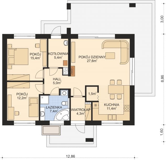 Rzut projektu APS 285 wariant 2 - Parter
