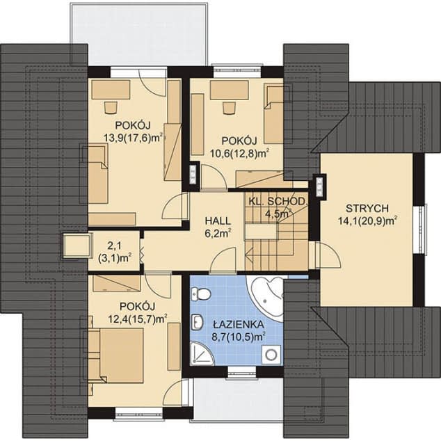 Rzut projektu APS 195 - Poddasze