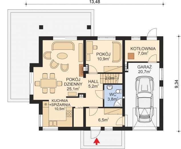 Rzut projektu APS 229 ECO - Parter
