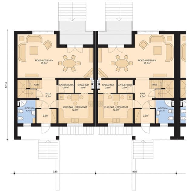 Rzut projektu APS 210 - Parter
