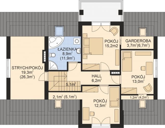 Rzut projektu APS 233 ECO - Poddasze