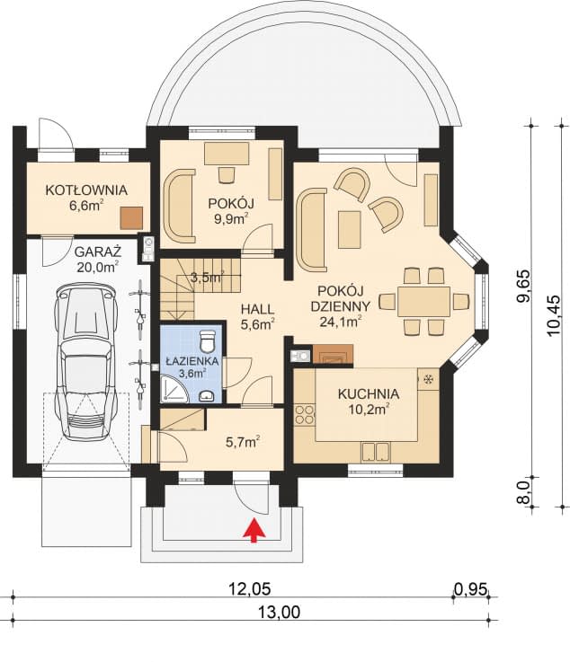 Rzut projektu APS 242 - Parter