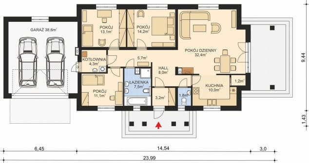 Rzut projektu APS 245+2G - Parter