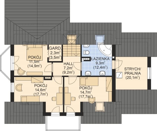Rzut projektu APS 248 - Poddasze