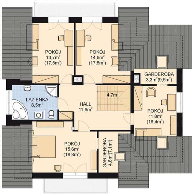 Rzut projektu APS 252 - Poddasze