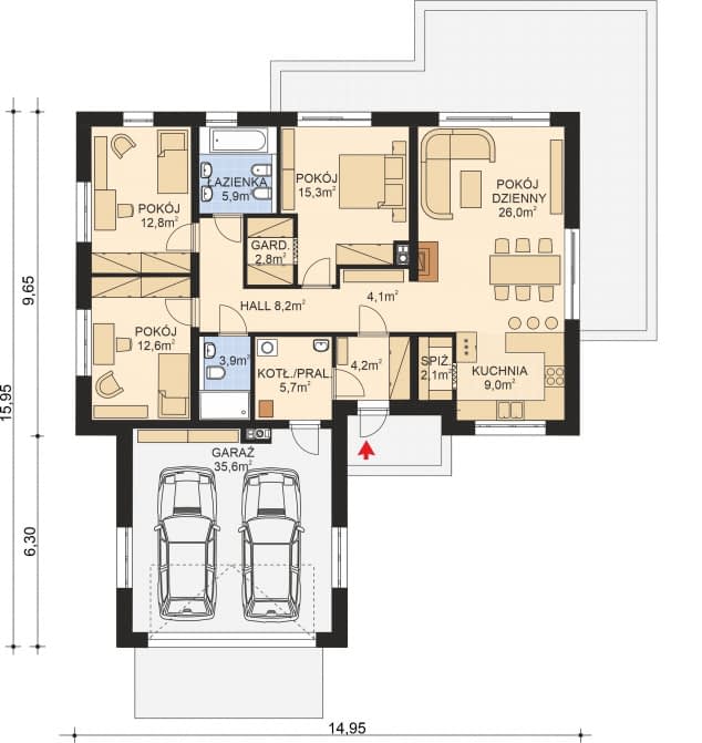 Rzut projektu APS 346 wariant 3 - Parter