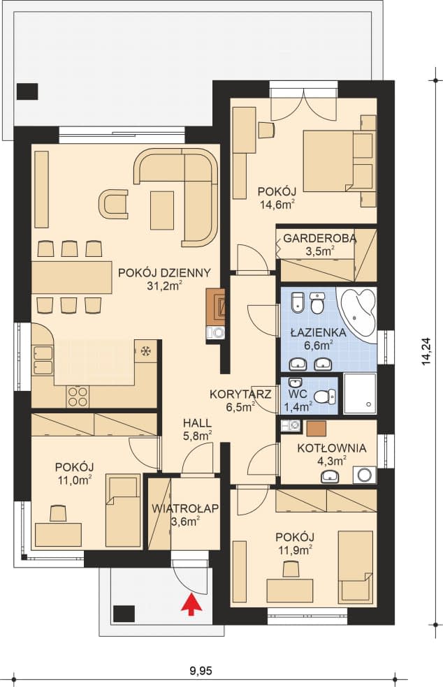 Rzut projektu APS 340 - Parter