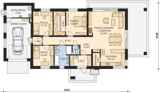 Rzut projektu APS 337 - Parter