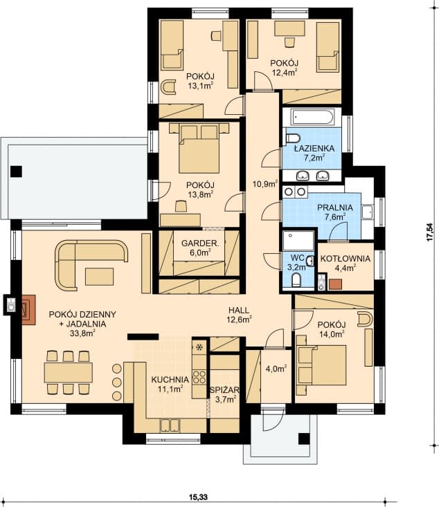 Rzut projektu APS 338 - Parter