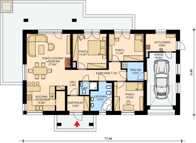 Rzut projektu APS 336 wariant 2 + G - Parter