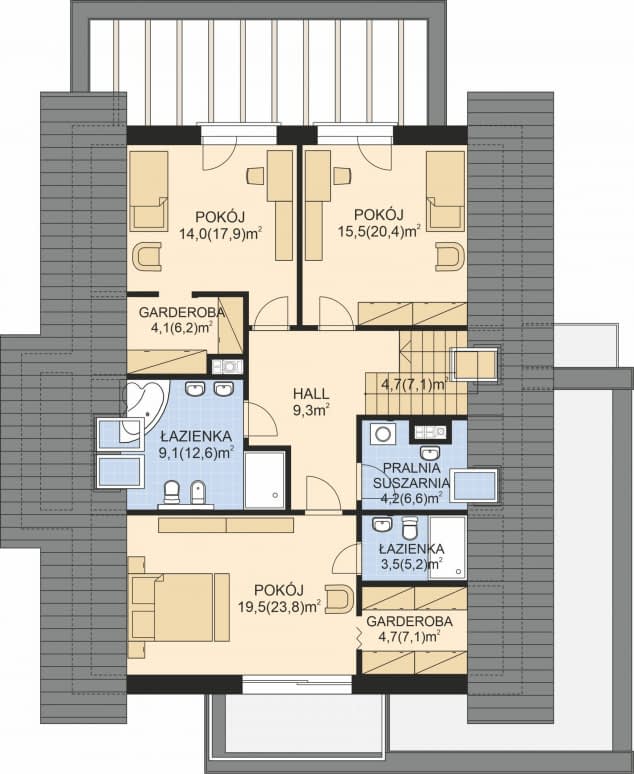 Rzut projektu APS 268 wariant 2 ECO - Poddasze