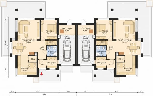 Rzut projektu APS 276 - Parter