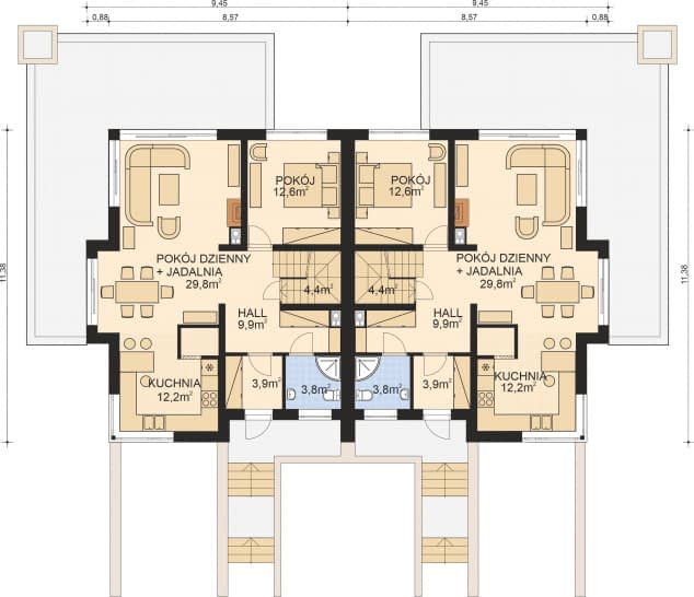 Rzut projektu APS 279 - Parter