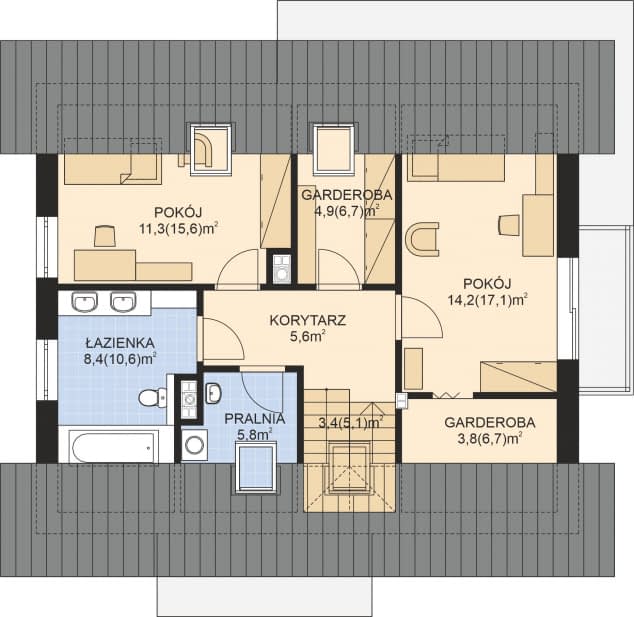 Rzut projektu APS 280 - Poddasze