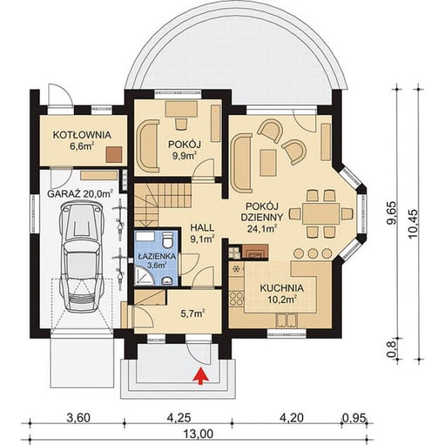 Rzut projektu APS 242 NEW - Parter