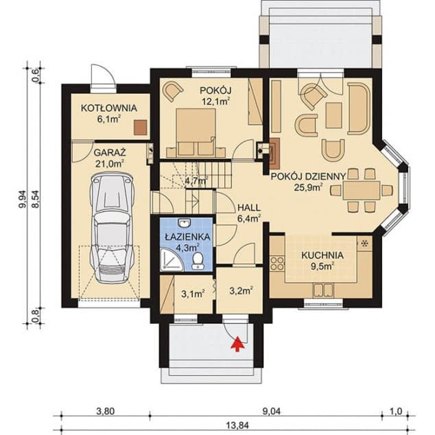 Rzut projektu APS 193 NEW - Parter