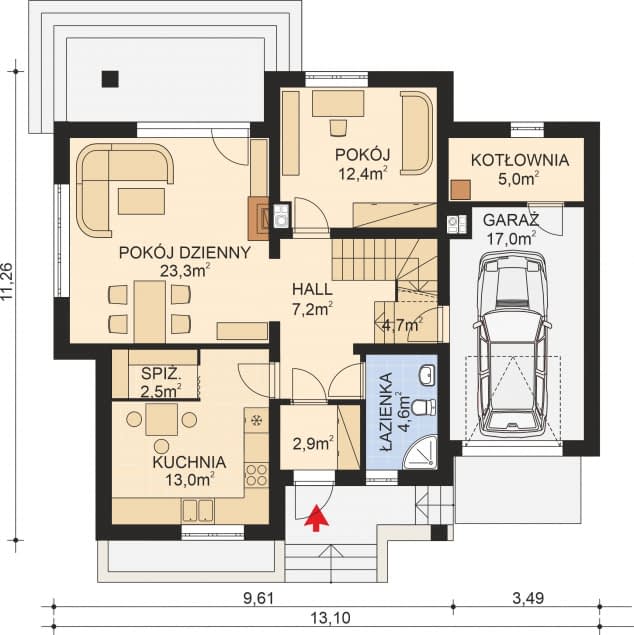 Rzut projektu APS 055 - Parter