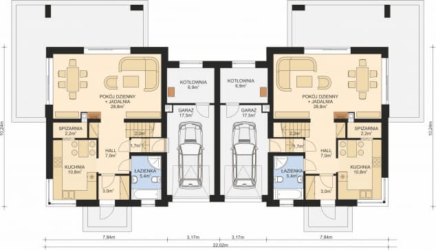 Rzut projektu APS 091 NEW DWULOKALOWY - Parter