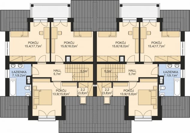 Rzut projektu APS 107 wariant 2 - Poddasze