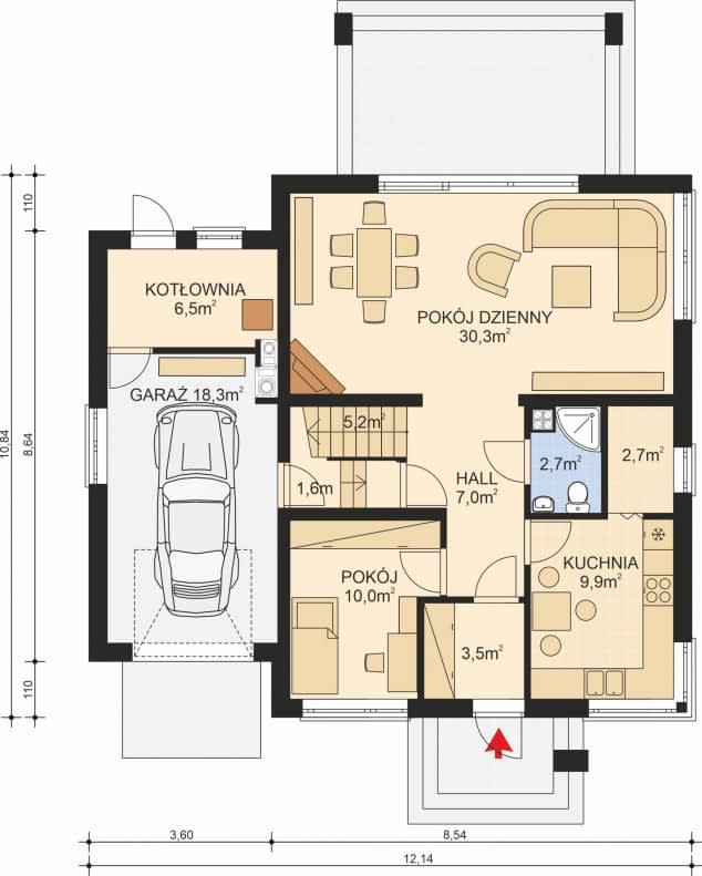 Rzut projektu APS 184 NEW - Parter