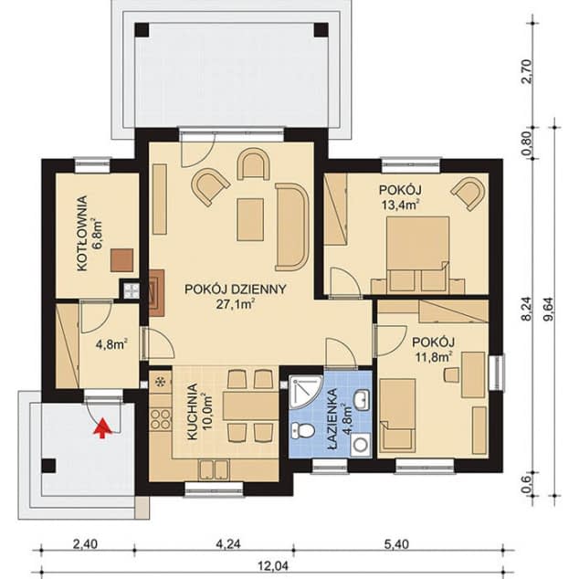Rzut projektu APS 197 - Parter