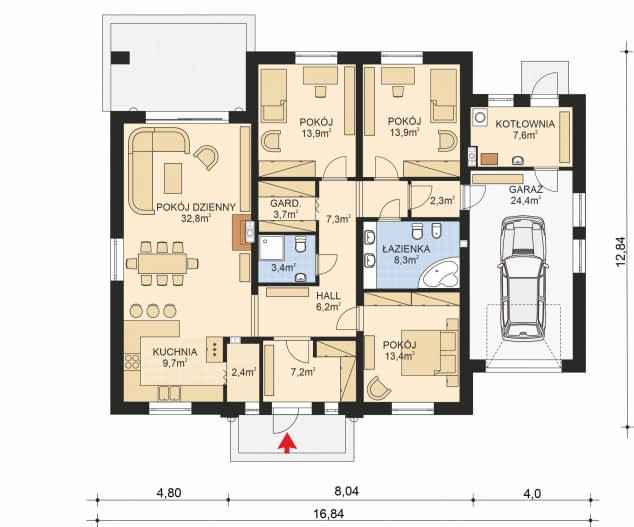 Rzut projektu APS 217 NEW ECO - Parter
