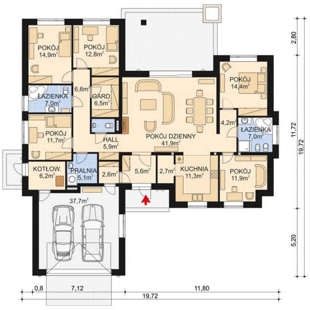 Rzut projektu APS 265 ECO - Parter