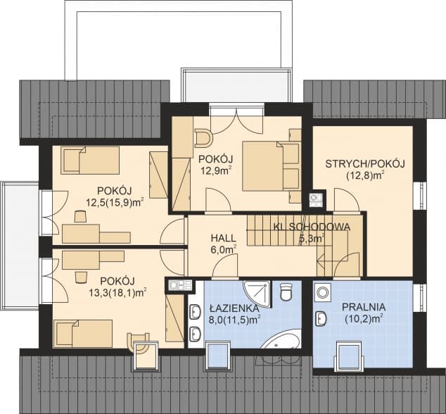 Rzut projektu APS 303 PALIWO STAŁE - Poddasze