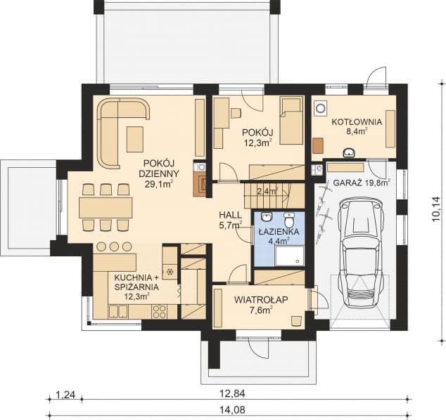 Rzut projektu APS 289w2 - Parter