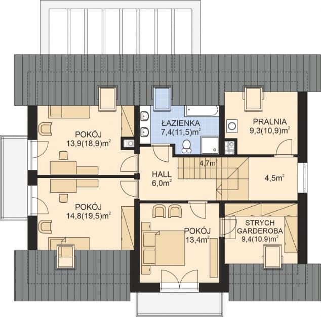 Rzut projektu APS 289w2 - Poddasze