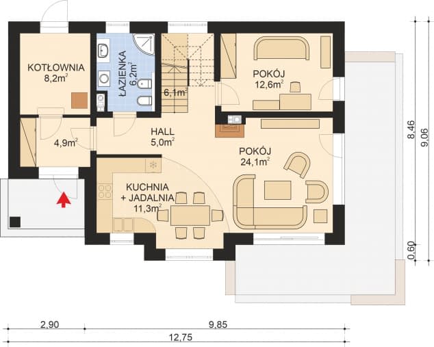 Rzut projektu APS 262 PALIWO STAŁE - Parter
