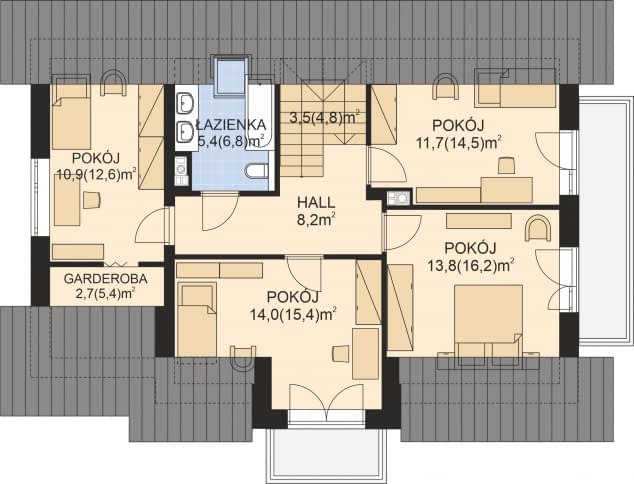 Rzut projektu APS 262 - Poddasze
