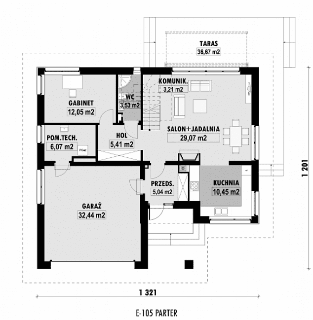 Rzut projektu E-105 -