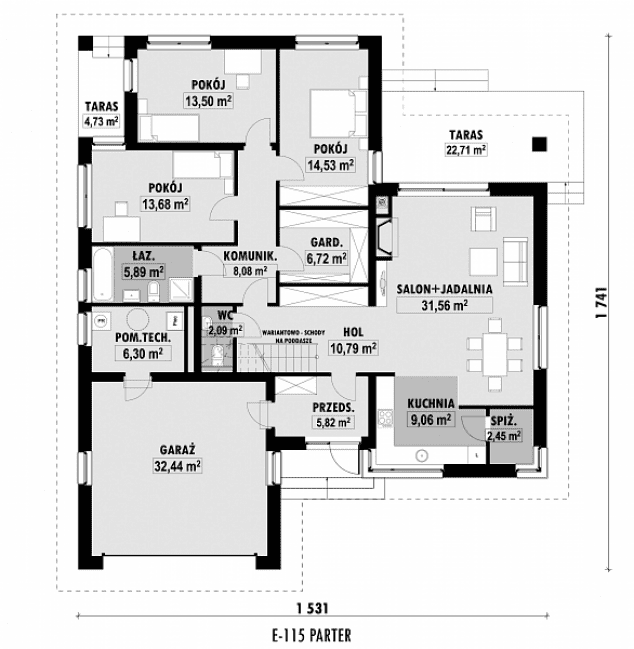 Rzut projektu E-115 -