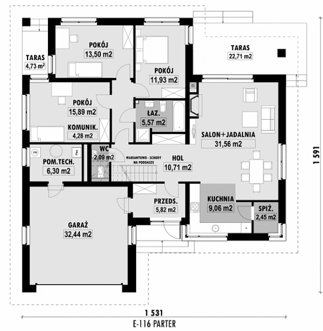 Rzut projektu E-116 -
