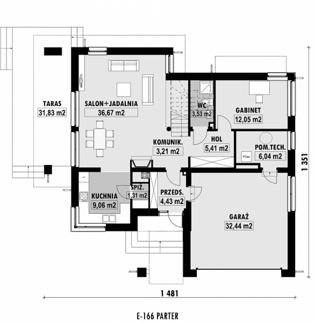 Rzut projektu E-166 -  