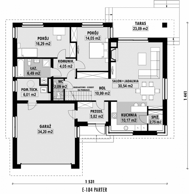 Rzut projektu E-184 -