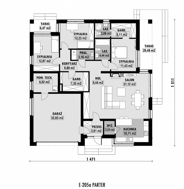 Rzut projektu E-205a -