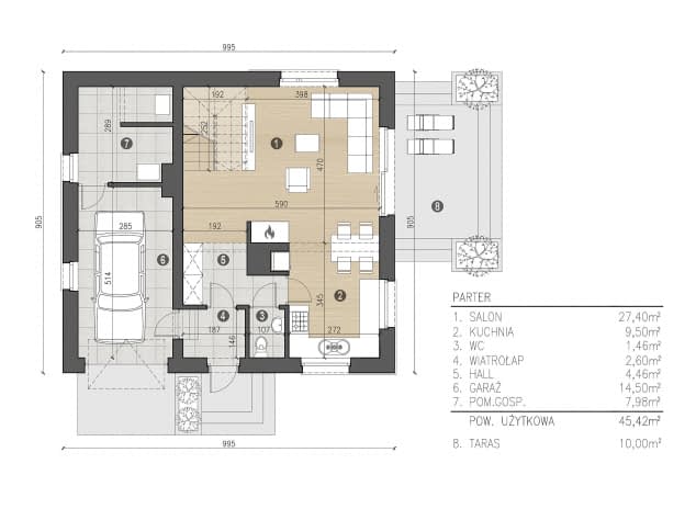 Rzut projektu Lolek II N - Rzut parteru