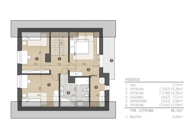 Rzut projektu Lolek II N - Rzut poddasza