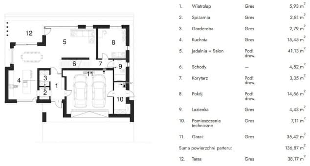 Rzut projektu WYSZUKANY D64 WARIANT IV - Rzut parteru